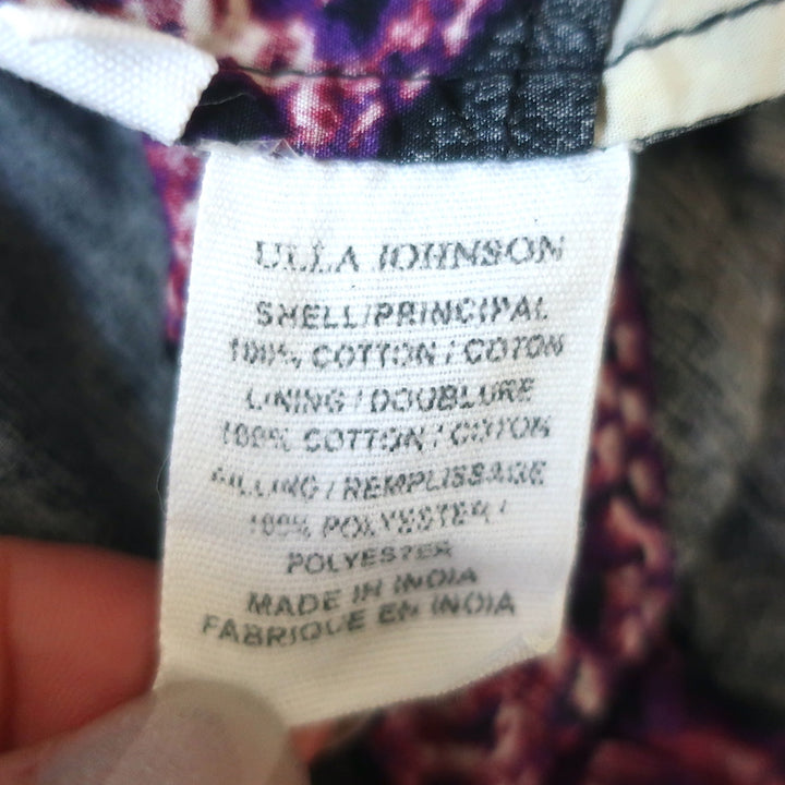 Ulla Johnson Puff Sleeve Tiered Dress Nora Quilted Printed Cotton Size 10
