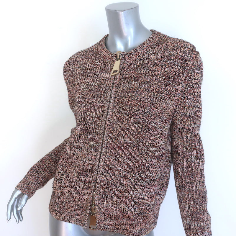 Givenchy Zip-Up Chunky Knit Cardigan Multicolor Cotton-Blend Size Medium