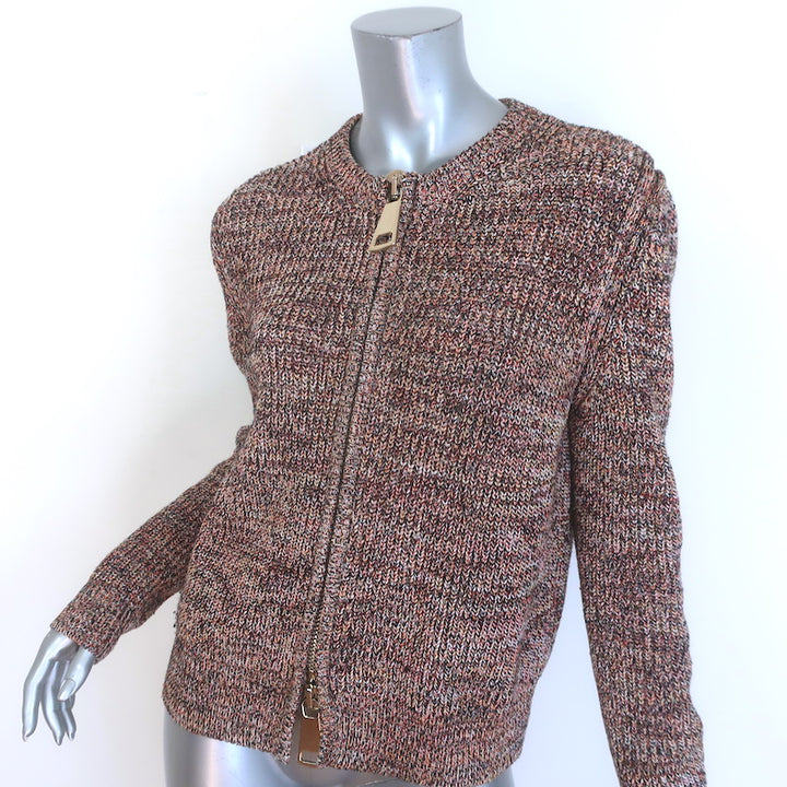 Givenchy Zip-Up Chunky Knit Cardigan Multicolor Cotton-Blend Size Medium