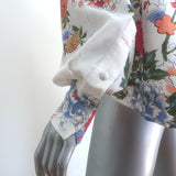 Isabel Marant Ioudy Asymmetric Long Sleeve Top Cream Floral Print Silk Size 36