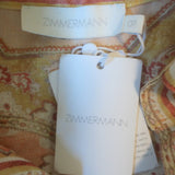 Zimmermann Wylie Tunic Mini Dress Mustard Printed Linen Size 0P NEW