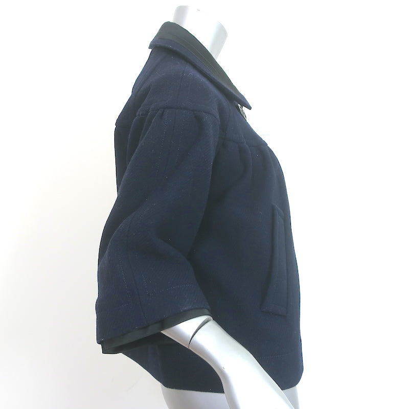 Marc Jacobs Jacket Navy/Black Satin-Trimmed Wool Size Large