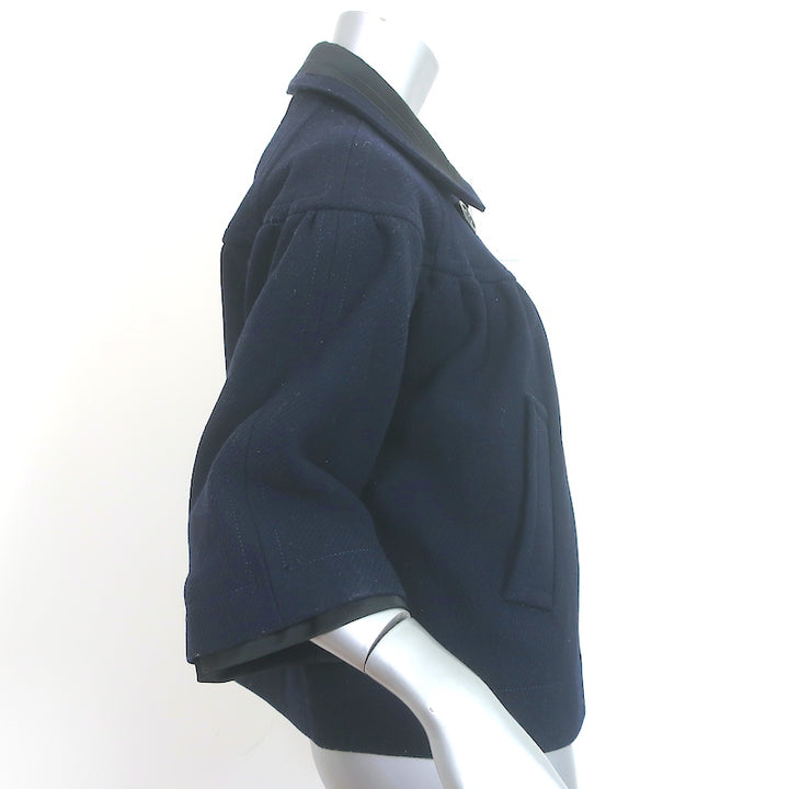 Marc Jacobs Jacket Navy/Black Satin-Trimmed Wool Size Large