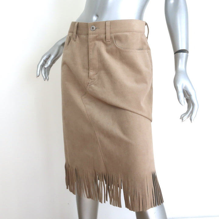 Junya Watanabe Comme des Garcons Faux Suede Fringe Skirt Beige Size Medium NEW