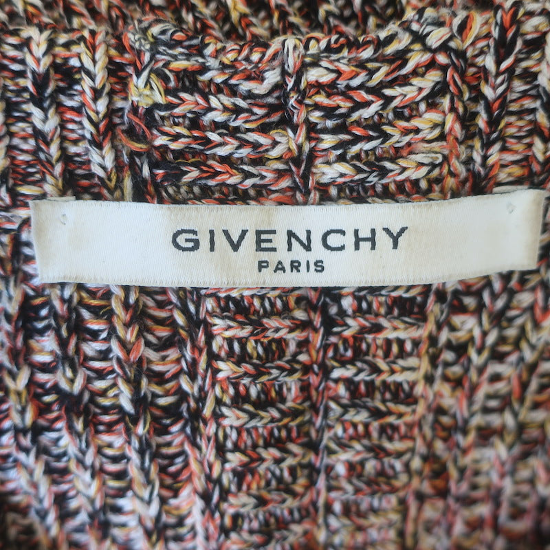 Givenchy Zip-Up Chunky Knit Cardigan Multicolor Cotton-Blend Size Medium