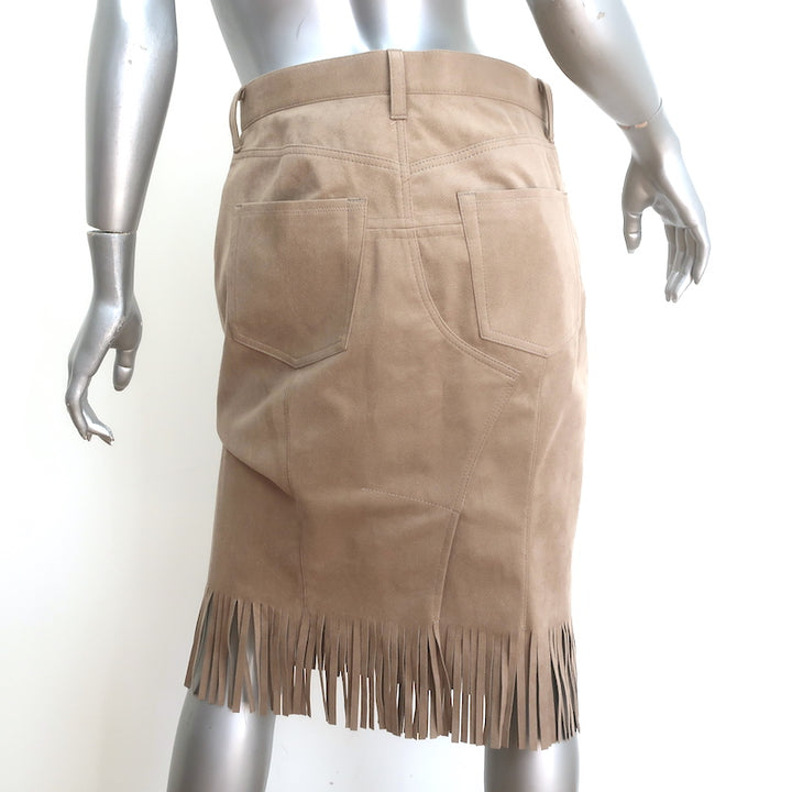 Junya Watanabe Comme des Garcons Faux Suede Fringe Skirt Beige Size Medium NEW