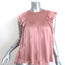 Ulla Johnson Winnie Smocked Top Rose Satin Size 0 Flutter Sleeve Blouse