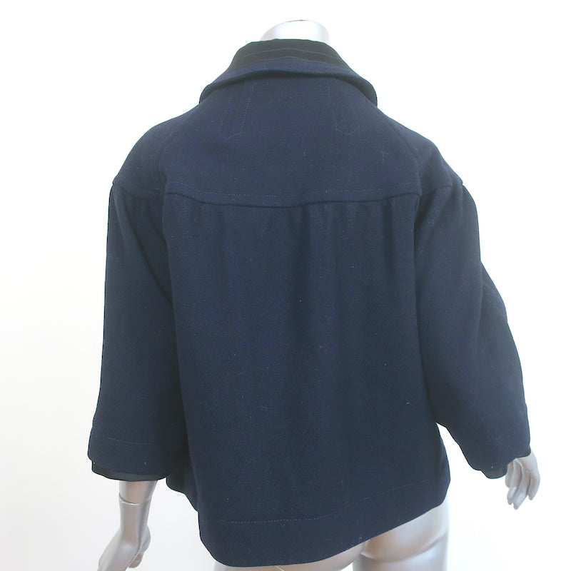 Marc Jacobs Jacket Navy/Black Satin-Trimmed Wool Size Large