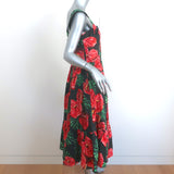 Dolce & Gabbana Sleeveless Midi Dress Black Laceleaf Floral Print Poplin Size 48