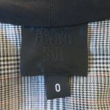 Anna Sui Houndstooth Plaid Tie-Neck Zip Up Jacket Gray Cotton-Blend Size 0