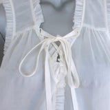 Cinq a Sept Tie-Neck Sleeveless Ruffle Top White Cotton Size Medium