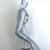 Cinq a Sept Tie-Neck Sleeveless Ruffle Top White Cotton Size Medium