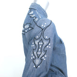 Ulla Johnson Wrap-Front Shirtdress Jane Embroidered Chambray Size 2