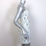 Alice + Olivia Jensen Mini Dress White Floral Print Stretch Denim Size 2