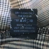 Anna Sui Houndstooth Plaid Tie-Neck Zip Up Jacket Gray Cotton-Blend Size 0
