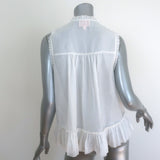 Cinq a Sept Tie-Neck Sleeveless Ruffle Top White Cotton Size Medium