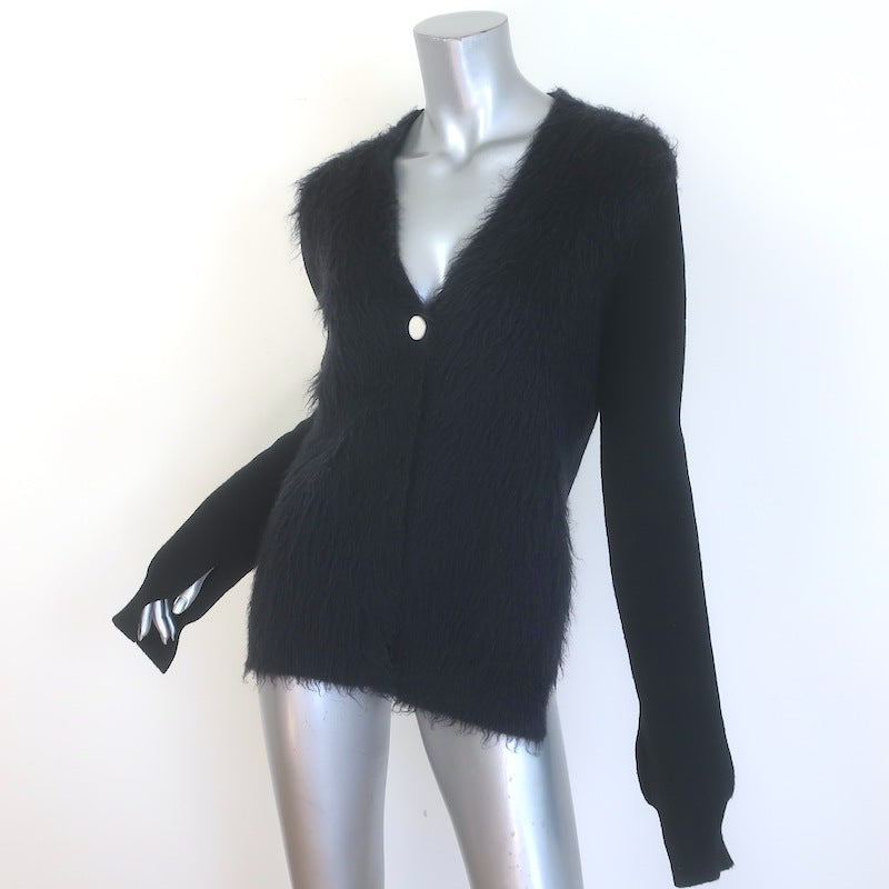 Celine Brushed Mohair Cardigan Black Wool-Blend Size Small