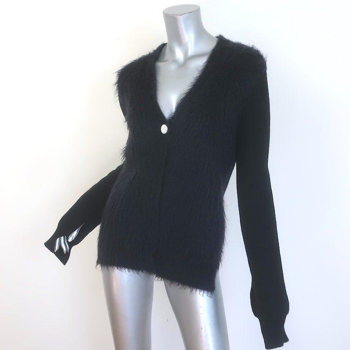 Celine Brushed Mohair Cardigan Black Wool-Blend Size Small
