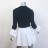 Alexander McQueen Layered-Effect Peplum Sweater Navy & White Size Medium