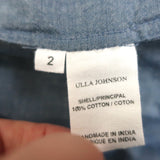 Ulla Johnson Wrap-Front Shirtdress Jane Embroidered Chambray Size 2