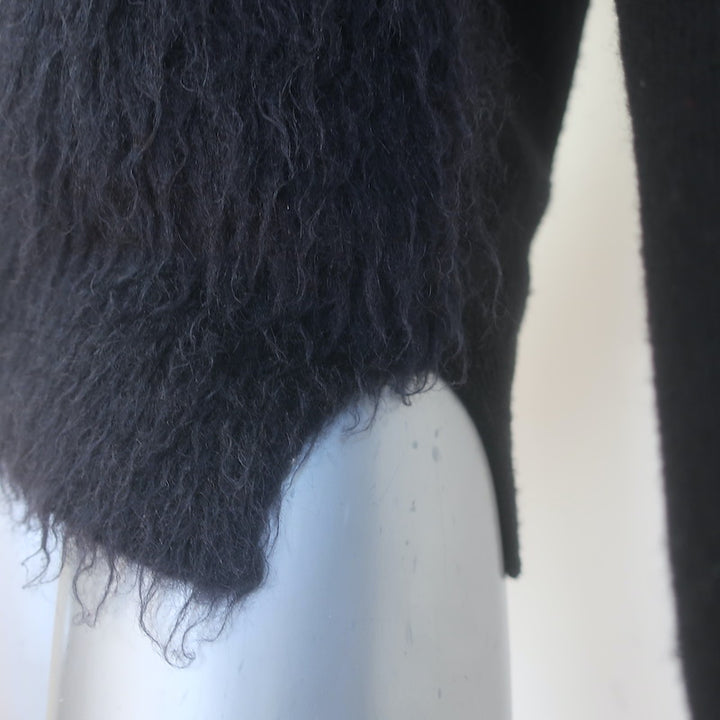 Celine Brushed Mohair Cardigan Black Wool-Blend Size Small
