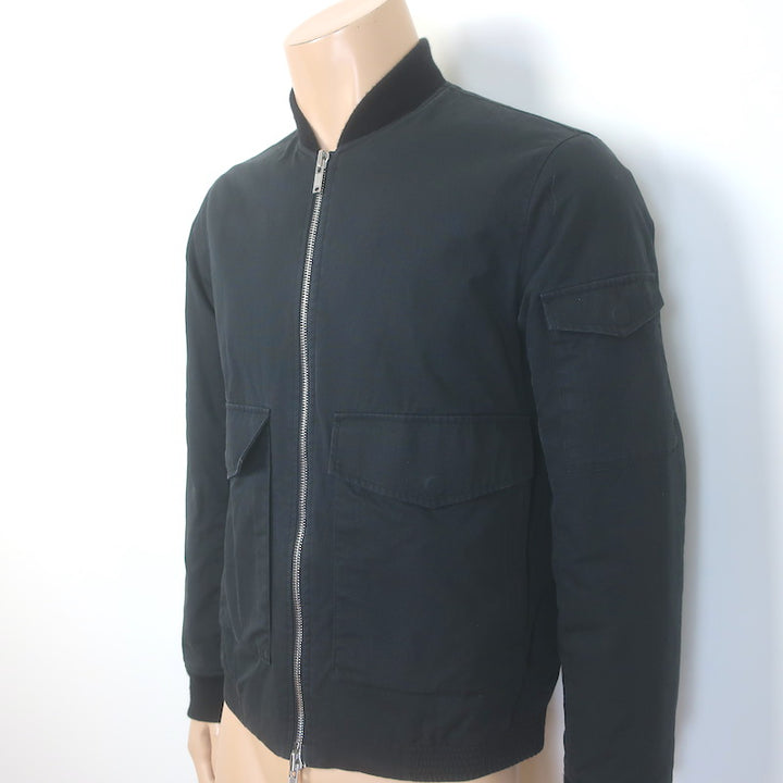 Theory Kerby Canvas Bomber Jacket Black Cotton-Blend Size Extra Small