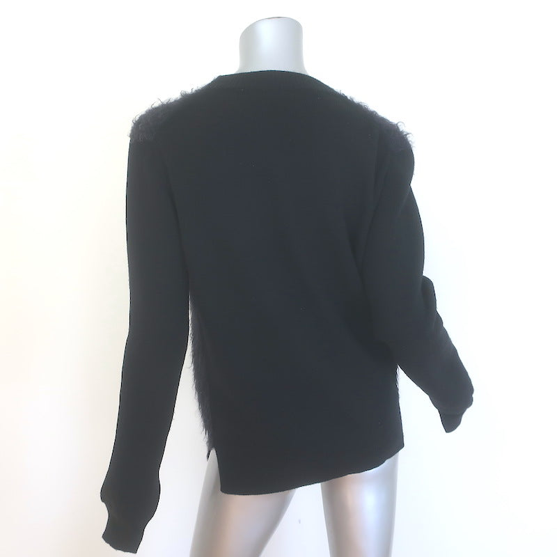Celine Brushed Mohair Cardigan Black Wool-Blend Size Small