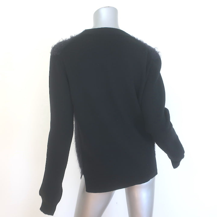 Celine Brushed Mohair Cardigan Black Wool-Blend Size Small
