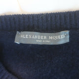 Alexander McQueen Layered-Effect Peplum Sweater Navy & White Size Medium