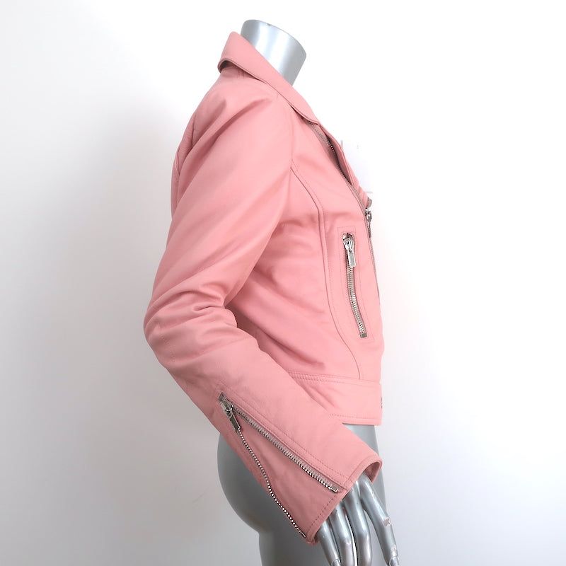 Balenciaga Leather Moto Jacket Light Pink Size 44 Biker Jacket