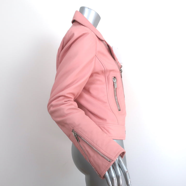 Balenciaga Leather Moto Jacket Light Pink Size 44 Biker Jacket