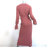 Altuzarra Matching Cardigan & Midi Skirt Set Pink Ribbed Knit Size Extra Small