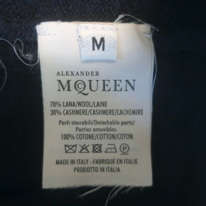 Alexander McQueen Layered-Effect Peplum Sweater Navy &amp; White Size Medium