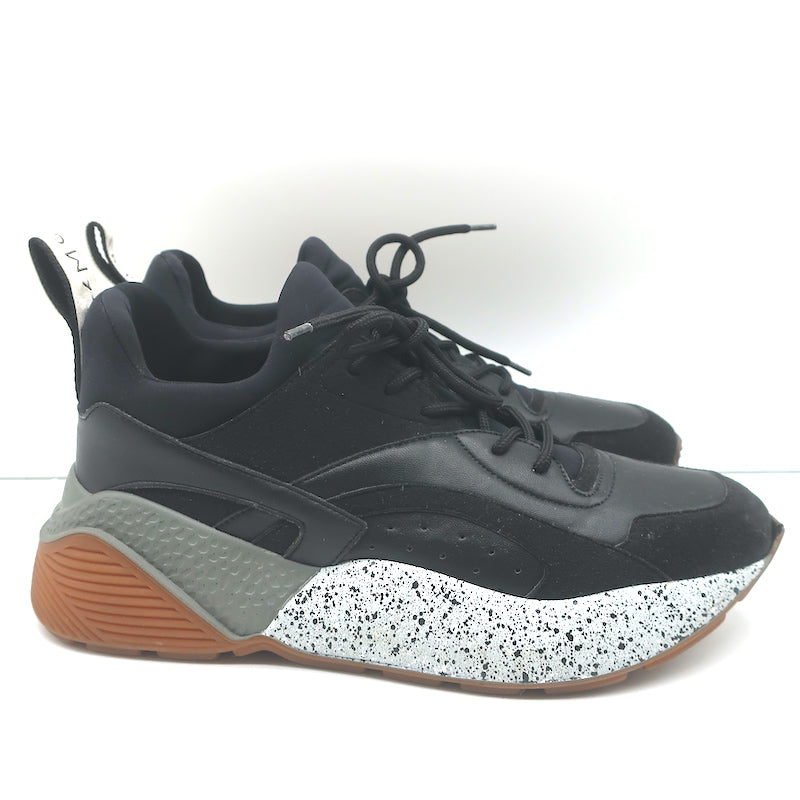 Stella McCartney Eclypse Low Top Sneakers Black Faux Leather Size 41