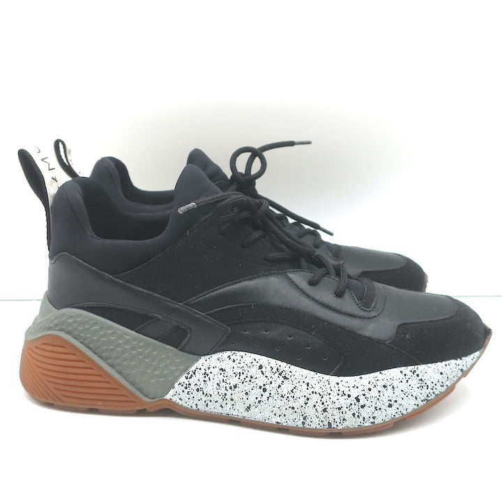 Stella McCartney Eclypse Low Top Sneakers Black Faux Leather Size 41