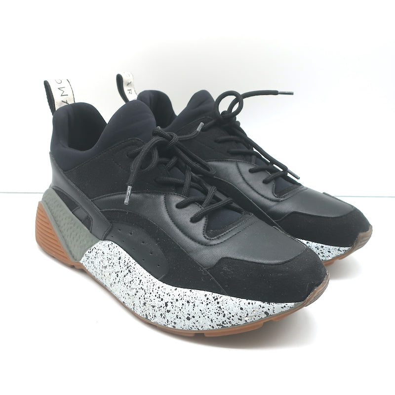 Stella McCartney Eclypse Low Top Sneakers Black Faux Leather Size 41