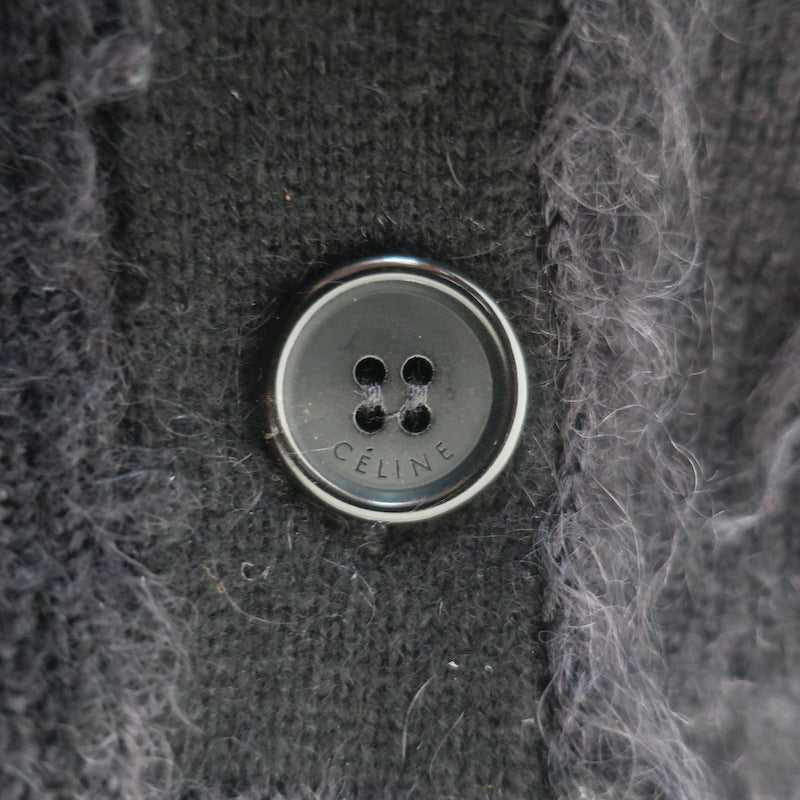 Celine Brushed Mohair Cardigan Black Wool-Blend Size Small