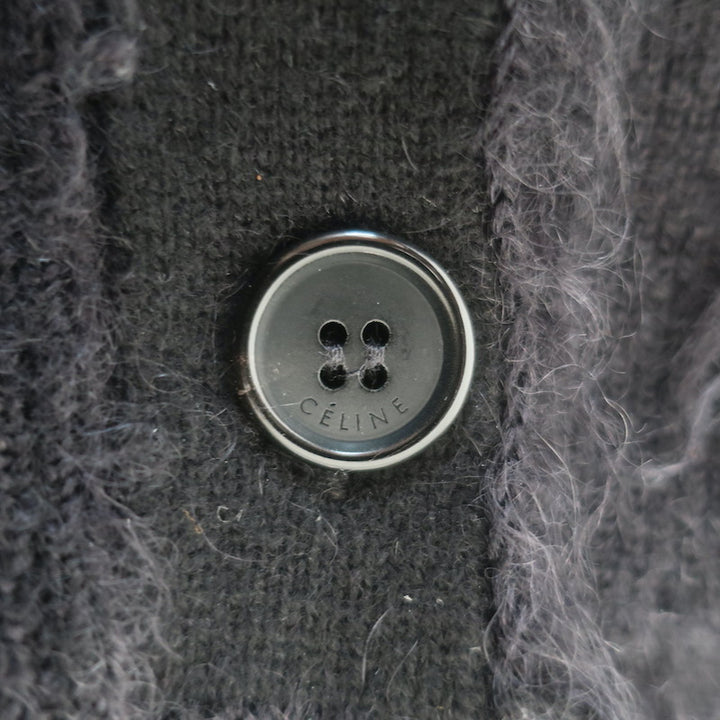 Celine Brushed Mohair Cardigan Black Wool-Blend Size Small