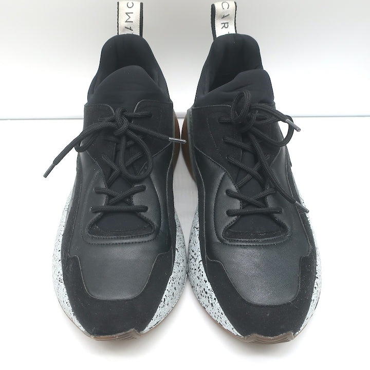 Stella McCartney Eclypse Low Top Sneakers Black Faux Leather Size 41