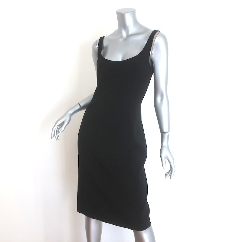 Prada Sleeveless Sheath Dress Black Stretch Crepe Size 44