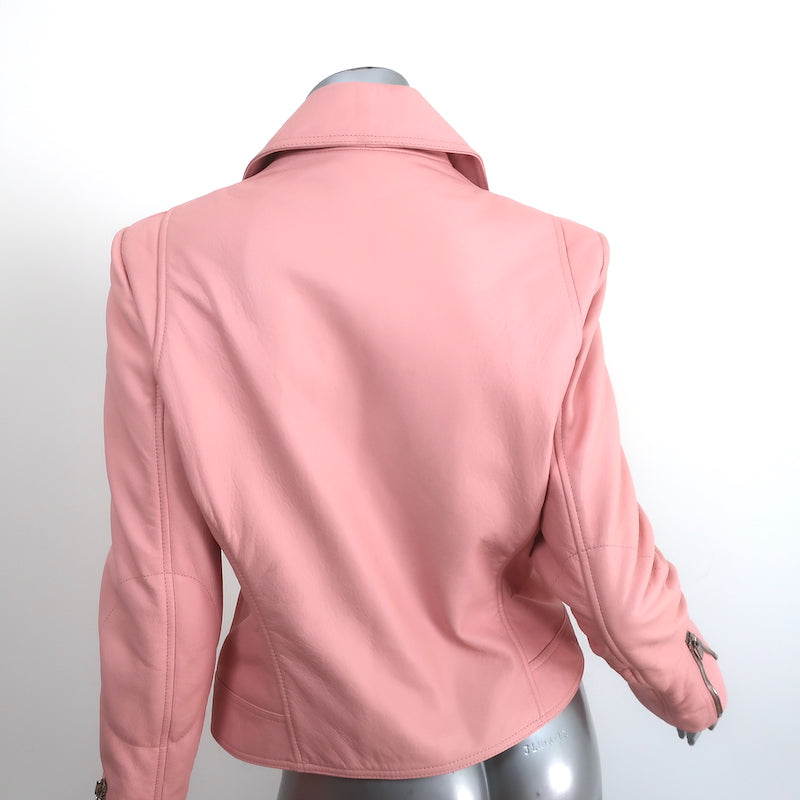 Balenciaga Leather Moto Jacket Light Pink Size 44 Biker Jacket