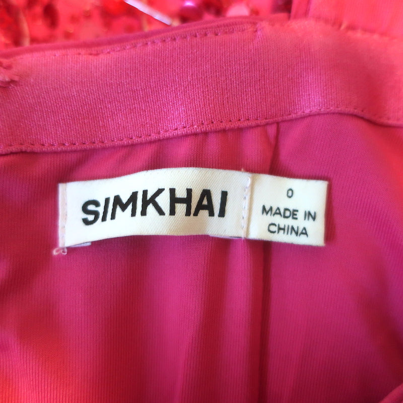 SIMKHAI Noemi Beaded Mini Dress Fuchsia Size 0