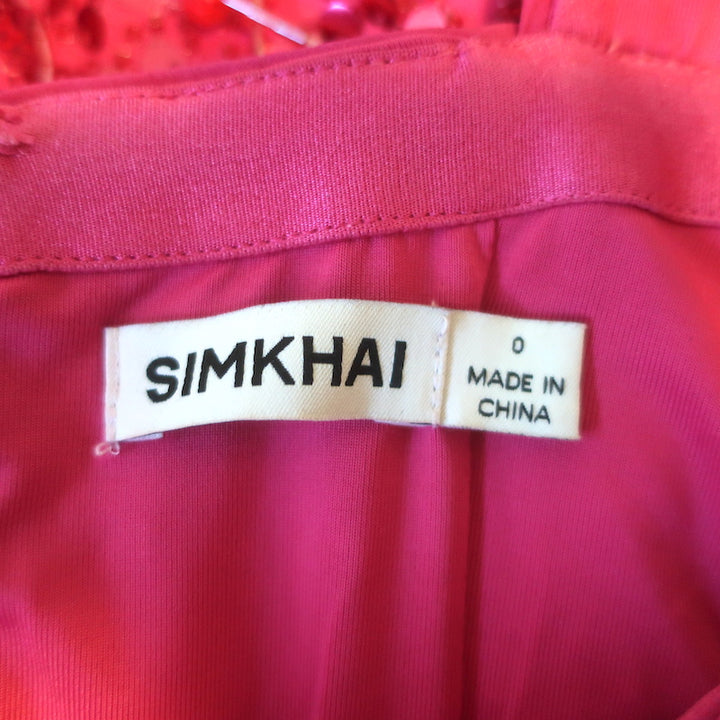 SIMKHAI Noemi Beaded Mini Dress Fuchsia Size 0