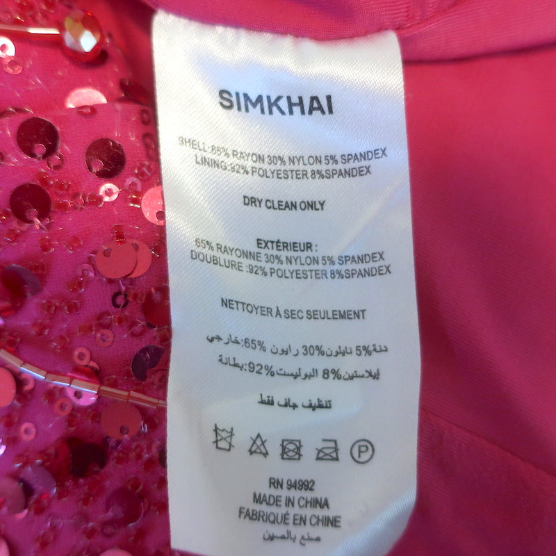 SIMKHAI Noemi Beaded Mini Dress Fuchsia Size 0