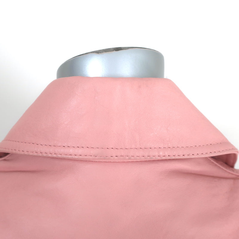 Balenciaga Leather Moto Jacket Light Pink Size 44 Biker Jacket