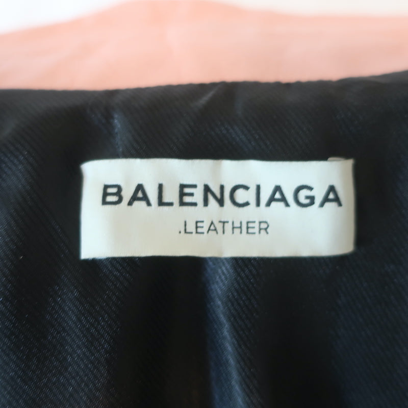Balenciaga Leather Moto Jacket Light Pink Size 44 Biker Jacket