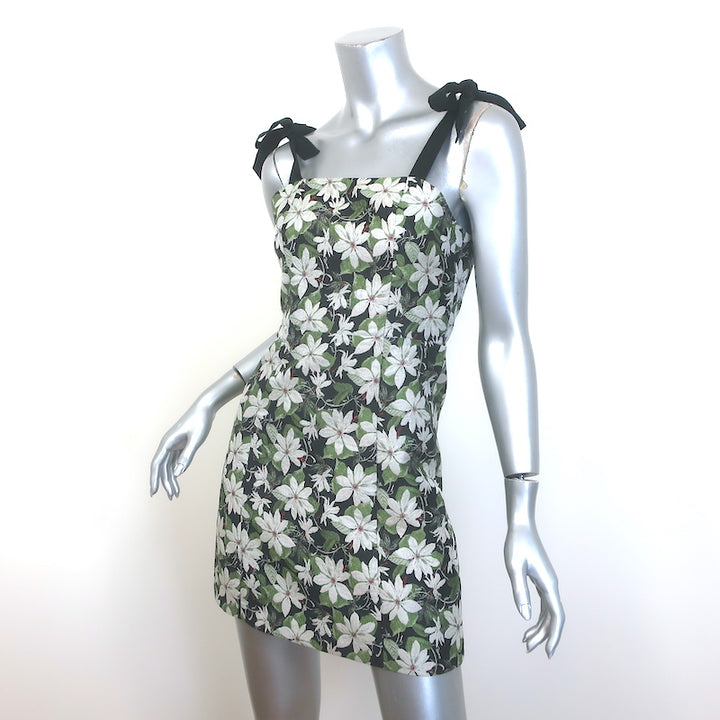 Alice + Olivia Maryann Tie-Shoulder Floral Jacquard Mini Dress Size 0