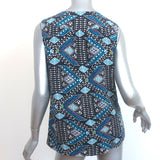 Tory Burch Sleeveless Blouse Blue Printed Silk Size 10