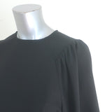 GANNI Blouse Black Stretch Crepe Size 36 Blouson Sleeve Top