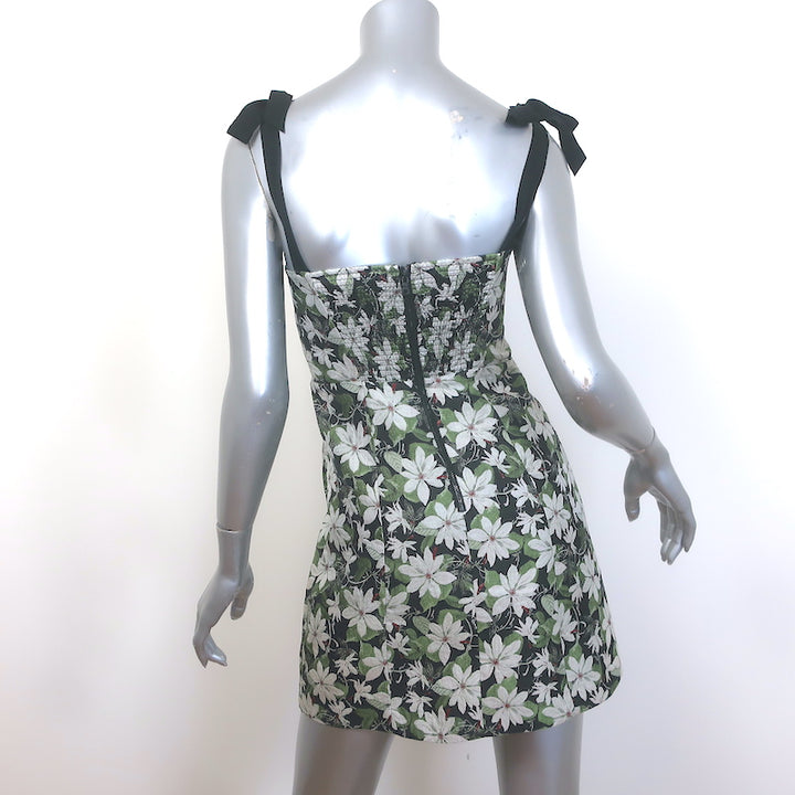 Alice + Olivia Maryann Tie-Shoulder Floral Jacquard Mini Dress Size 0